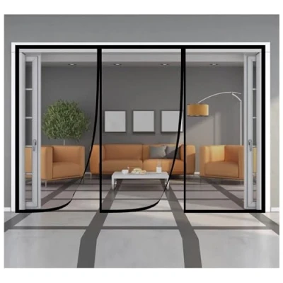 Image de Moustiquaire Porte Fenetre 210x210cm Magnetique Rideau sur Mesure de Animaux AcceptéS pour d Entrée Intérieur/Patio,noir