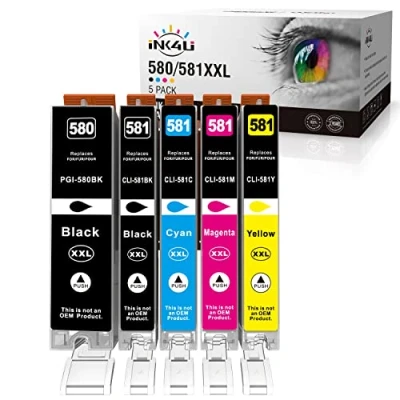 Image de INK4U CLI 581 PGI 580 XXL Cartouche d&#039;encre Compatibles pour Remplacement Canon PIXMA TS6350 TS8350 TS8250 TS8150 TS705 TS6250 TS6150 TS6351 TS6151 TS8151 TS8251 TS8351(5 Pack)