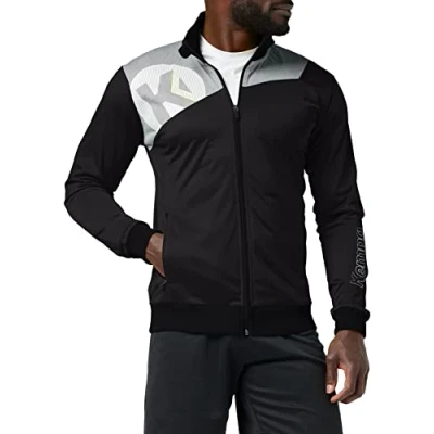 Image de KEMPA CORE 2.0 POLY JACKET Veste Handball Poches latérales zippées Noir/Gris Foncé Chiné FR : 4XL (Taille Fabricant 4XL)