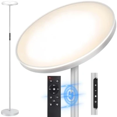 Image de OUTON Lampadaire LED, 30W/3000LM Lumineux Lampadaire, 3000K 6000K Dimmable Lampe sur Pied avec Télécommande et Contrôle Tactile, Minuterie 1 Heure, Haut Salon, Chambre Bureau