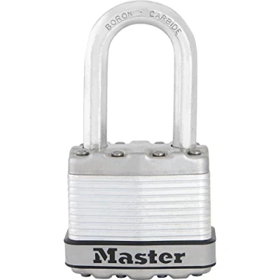 Image de MASTER LOCK Cadenas Haute Sécurité [A Clé] [Acier Laminé] [Extérieur] [Anse M] M1EURDLF Idéal pour les remises, garages, clôtures et portails