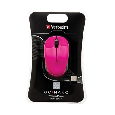 Image de Verbatim Souris sans Fil Go Nano Compact Recepteur USB Noir Fuchsia 1600 dpi
