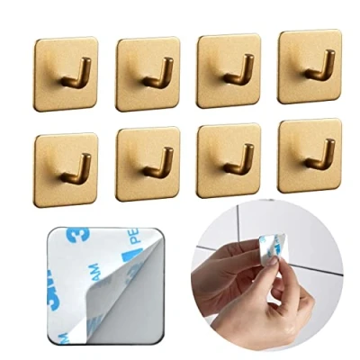 Image de DEKAZIA® 8 crochet adhesif mural or porte serviette salle de bain crochets adhesifs accroche murale torchon adhésif cuisine