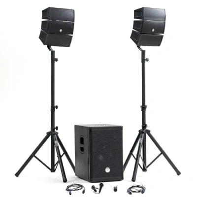 Image de Pack Sono DJ complet BM SONIC BMS 12 ARRAY BT, 1000W, Enceintes satellites, Caisson 31cm USB/Bluetooth, Supports Câbles