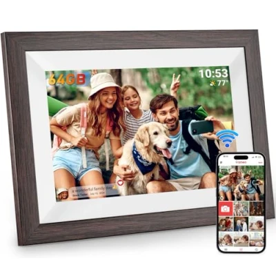 Image de Hesmor Frameo Cadre Photo numérique WiFi 10,1&quot; 64 Go 1280 x 800 IPS Écran Tactile LCD Rotation Automatique et Audio Partagez des Photos ou vidéos n&#039;importe où Via l&#039;application
