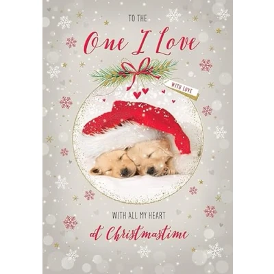 Image de Piccadilly Greetings Carte de Noël « To The One I Love Lab Pupps » 22,9 x 15,2 cm