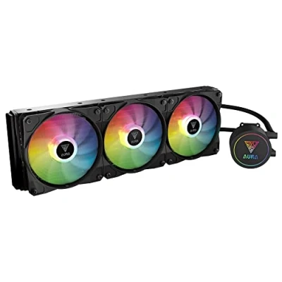 Image de GAMDIAS AURA GL360 Watercooling, Refroidisseur liquide CPU, watercooling 360mm RGB, Radiateur 360mm, 3 ventilateurs PWM de 120 mm, pompe style miroir pour Intel/AMD Ryzen