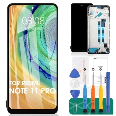 Image de TFT pour Xiaomi Redmi Note 11 Pro 4G/5G LCD Écran de remplacement 2201116TG 21091116I Tactile Digitizer avec cadre (noir, pas reconnaissance d&#039;empreintes digitales)