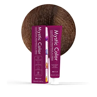 Image de Mystic Color, Coloration Cheveux, Formule Enrichie en Huile d&#039;Argan et Calendula, Crème Colorante Permanente Longue Durée, Blond Cacao 7.7, 100 ml