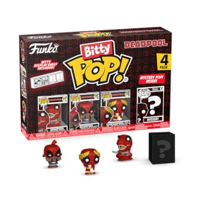 Image de Funko Bitty Pop! Dinopool, Deadpool (Barista), (Roman Senator) et Une Mini Figurine Mystère en Surprise Étagère Empilable Incluse Idée de Cadeau