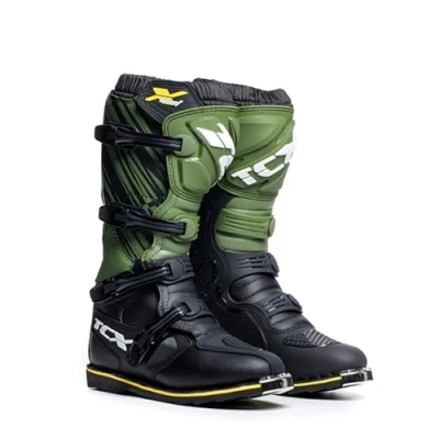 Image de TCX X Blast Bottes de Motocross, d&#039;Enduro et Tout Terrain pour Hommes, avec Tige en Microfibre Semelle Goodyear, Noir/Vert/Jaune, 44 EU