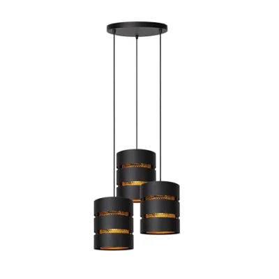 Image de Lucide Rosas lampe suspendue 3L Ø 43 x 165 cm noir et laiton