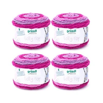 Image de Gründl Fil à Crocheter et Tricoter Lolly Pop (Fil Universel 100% polyacrylique Lavable Semblable de la Laine, 150 g / 240 m, Taille des Aiguilles : 5 6, 4 x g), 24 10 cm