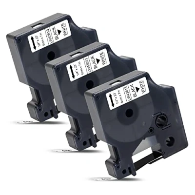Image de 3x Labelwell 6mm x 7m Compatible Ruban Remplacement pour Dymo D1 43613 S0720780 Noir sur Blanc LM LabelManager 160 280 260P 360D 500TS LabelWriter 450 400 Duo, LabelPoint 100 150 200