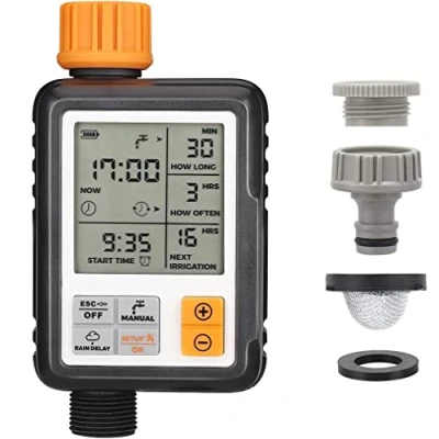 Image de Johgee Programmateur Arrosage Automatique Minuteur Goutte à Goutte, Imperméable et Utilisé l&#039;extérieur, Modes Multiples, 3&quot; écran LCD, Irrigation pour Jardin Ferme Pelouse Fleur