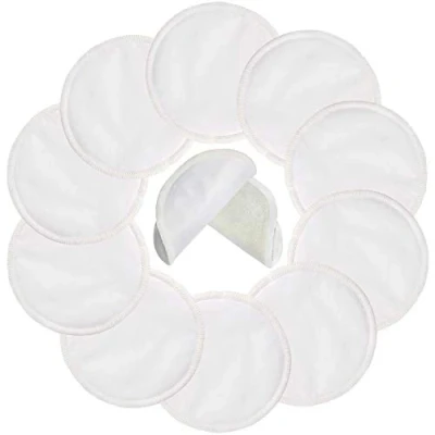Image de 10pcs Pinowu Coussinets d&#039;Allaitement en Fibres de Bambou Organique, Lavables et Réutilisables, Hypoallergéniques Super Absorbants, Compresses avec 1 Sac à Linge
