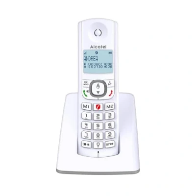 Image de Alcatel F530, téléphone sans fil, avec fonction blocage d&#039;appels, mains libres et deux touches de mémoires directes Blanc/Gris