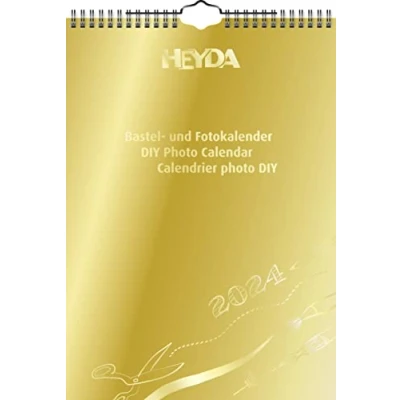 Image de Heyda Calendrier 2024 1 feuille = mois A4 couverture : doré, feuilles mensuelles noir