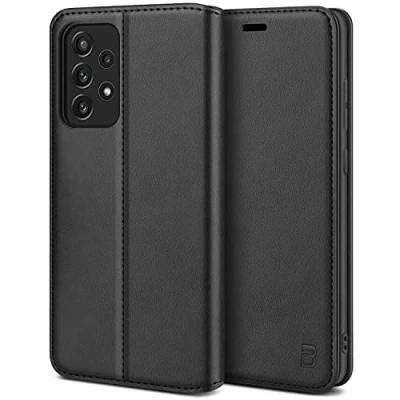 Image de BEZ Coque Samsung A52S 5G, A52S, Etui Housse pour Galaxy A52 5G en Cuir Premium Flip Case Portefeuille, à Rabat avec Porte Cartes de Crédit, Fermeture Magnétique, Noir