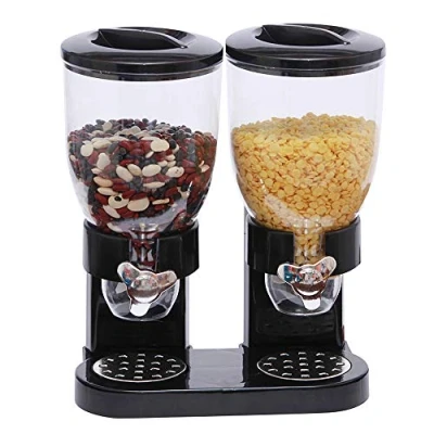 Image de Drumm Double Distributeur de Céréales,Distributeurs Céréales Duo,Distributeur Cereales,Cornflakes Dispenser,Sans BPA, Cornflakes Dispenser pour Fruits Secs (Noir)