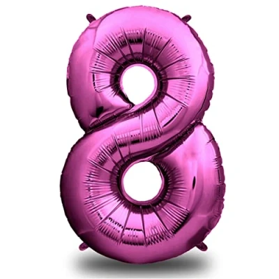 Image de envami® Ballon d&#039;anniversaire en forme de chiffre Taille XXL 101 cm géant aluminium Vole à l&#039;hélium Décoration fille Rose (nombre 8)