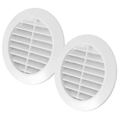 Image de Vent Systems Lot de 2 caches d&#039;aération blancs 80 mm Fentes rondes Couvercle barbecue Protection contre les insectes intégrée Ouvertures CVC pour salle bain,