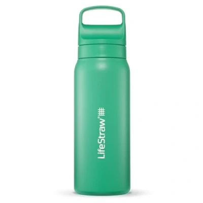 Image de LifeStraw Go Series Bouteille filtrante isotherme en acier inoxydable pour voyage et usage quotidien, 710 ml, vert cactus