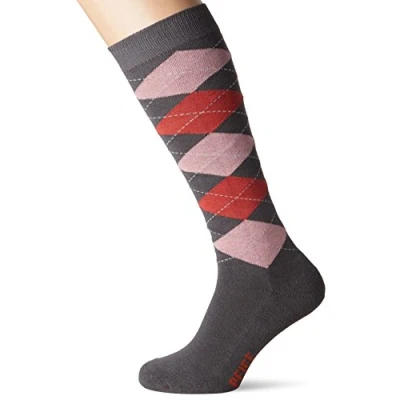 Image de PFIFF Chaussettes d&#039;équitation à carreaux, Mixte, Chaussette, 100322 207 37, Gris/rose/rouge, 37 39