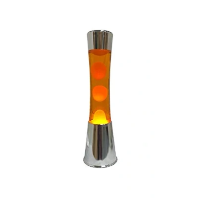 Image de Fisura Lampe à lave orange. Base chromée, liquide orange et d&#039;ambiance originale. Avec ampoule de rechange. 11 cm x 11cm 39,5 cm.