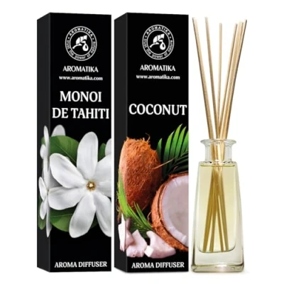 Image de Diffuseur Parfum de Monoï Tahiti &amp; Coco 2x100ml Set Maison Frais et Apaisant Fraîche Durable Arôme Desodorisant Aromathérapie