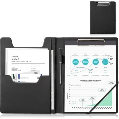Image de ProCase Conférencier A4, Porte Documents avec Documents, Stylo, pour les entretiens, CV, bureaux, réunions, présentations Noir