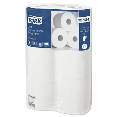 Image de Tork 12134 Papier toilette doux Premium Blanc 2 plis lot de 6 rouleaux x 198 feuilles