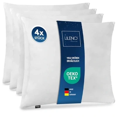 Image de LILENO HOME Lot de 4 coussins en microfibre, 80 x cm, rembourrage 1200 g, lavables jusqu&#039;à 95 C, avec fermeture éclair, oreillers comme coussin pour lit,
