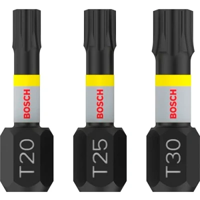Image de Bosch Accessories 2608522479 Impact Control Lot d&#039;embouts de vissage en T (25 mm, tige hexagonale, Pick and Click, accessoires visseuse à percussion)