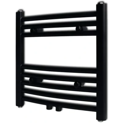 Image de vidaXL Sèche Serviettes Porte Serviette à Rails incurvés Noirs 480x480 mm