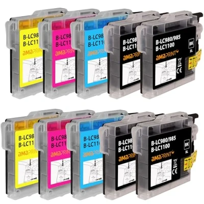 Image de Amaprint 10 XL Cartouches Compatible avec Brother LC1100 pour DCP 195c 165c MFC 250c 490cw 5490cn 5890cn 6490cw 255cw 290c 295cn 297c