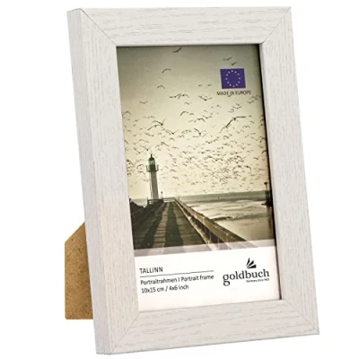 Image de Goldbuch 92 0394 Tallinn Cadre Photo en Bois pour au Format 15 x 20 cm, Portrait avec Support et Mural, Unique MDF, Blanc
