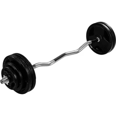 Image de MOVIT® Set d’haltère PRO 35 kg, barre curl 120cm (4x5 kg + 2x2,5 2x1,25 kg) 2 Etoiles de serrage