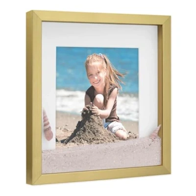 Image de PHOTOLINI Cadre Photo 3D à remplir 30 x cm Or, boîte Profond avec Passe Partout, pour Objets jusqu&#039;à 1,5 cm, Bois MDF, Verre Les Loisirs créatifs &amp; comme Cadeau