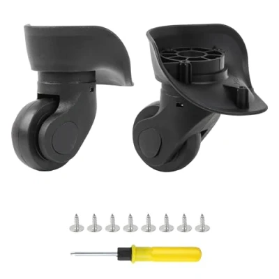 Image de BQLZR 9,6x9,3x4,8cm Noir en Plastique Bricolage Gauche et Droite pivotant Bagages Valise roulettes avec 4 Trous