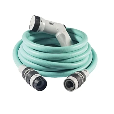 Image de FITT IKON 15 m Tuyau d&#039;arrosage Extensible, Compact, léger et prêt à l&#039;emploi, avec Pistolet Multi Jet, Aquamarine