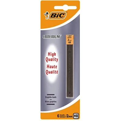 Image de BIC Mines Graphite Large Avec Etuis Refermables Pour Portes de 2 mm HB, Blister 1 Etui 6