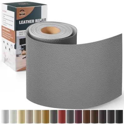 Image de Simili Cuir Autocollant, 10 x 160 cm Patch de réparation en Auto adhésif, Kit pour Sièges D&#039;auto, Canapés, Bateau, Chaises Gris foncé