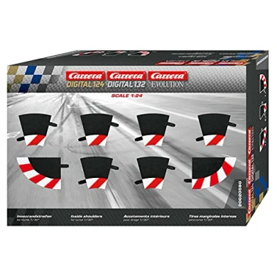Image de Carrera rail et accessoire pour circuit 20020590 1/24 1/32 Evolution Digital 132 124 Bordures intérieures les courbes 1/30 (6), embouts (2)