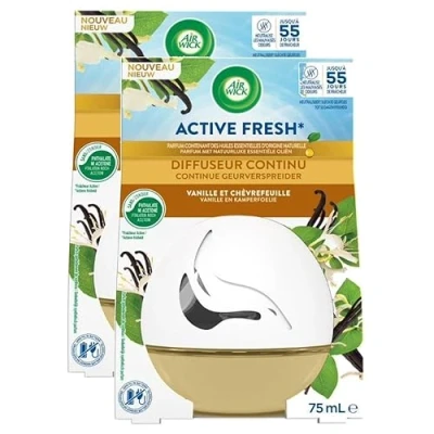 Image de Air Wick Lot de 2 Diffuseurs Continus Active Fresh Vanille Flacon 75 ml