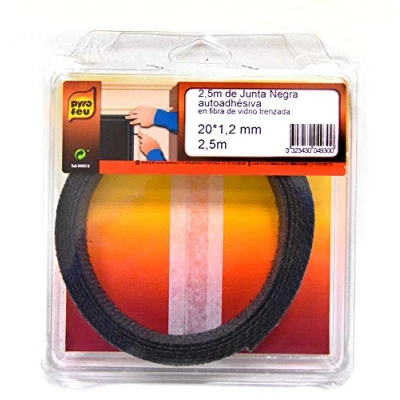 Image de Pyro Feu 20 Joint réfractaire Auto Collante, Fibre de Verre, Noire, Standard
