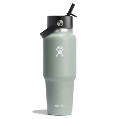 Image de Hydro Flask Bouteille de voyage avec paille Flex large 946 ml (32 OZ) inox isolée TempShield bouchon étanche Sans BPA Convient à la plupart des porte gobelets Agave