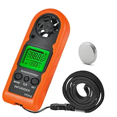 Image de Anémomètre Numérique Portable, INFURIDER YF818 Digital LCD vitesse du vent de Mètre Indicateur Mesure la et température, avec refroidissement éolien, MAX/AVG