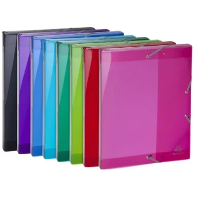 Image de Exacompta Réf. 59670E 8 boites de classement avec élastiques Iderama en polypropylène semi translucide dos 2,5 cm dimensions 25 x 33 pour A4 couleurs assorties livrées montées