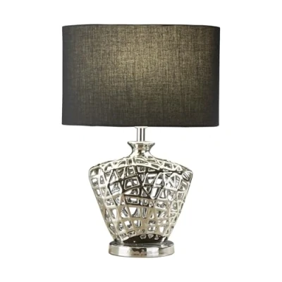 Image de Network Lampe de table Base décorative chromée avec abat jour ovale noir